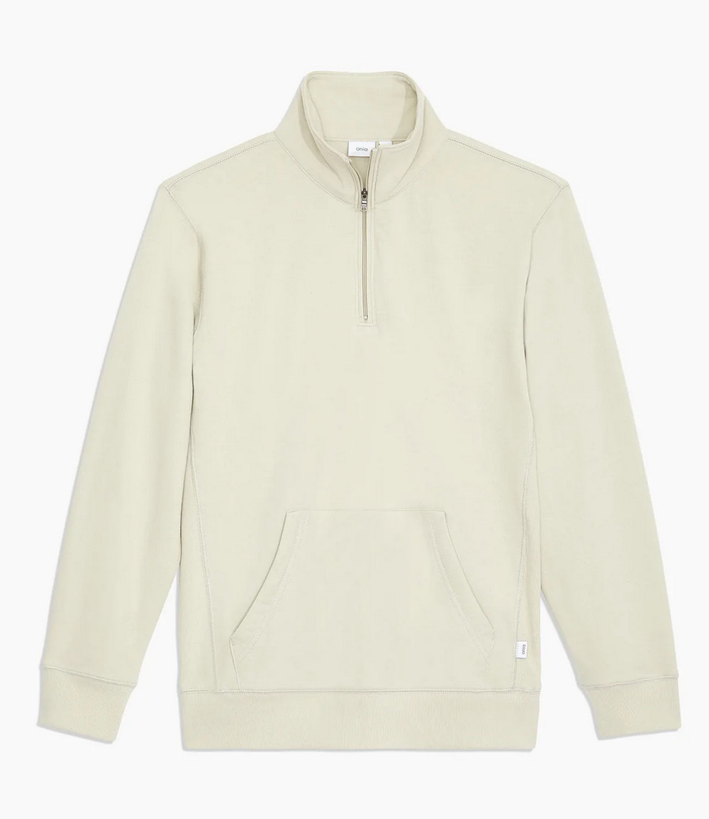 NEW ONIA KHAKI TRI-BLEND HALF ZIP FLEECE SHIRT SWEATSHIRT SIZE XXL